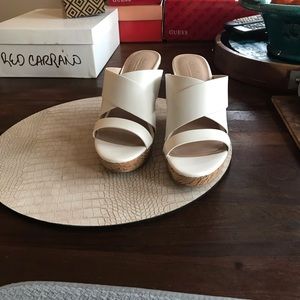 Charles David white wedge sandal